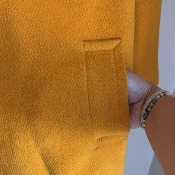 Talbots Wool Mustard yellow short sleeve large buttons Pea Coat women’s 14P GUC - Picture 8 of 14